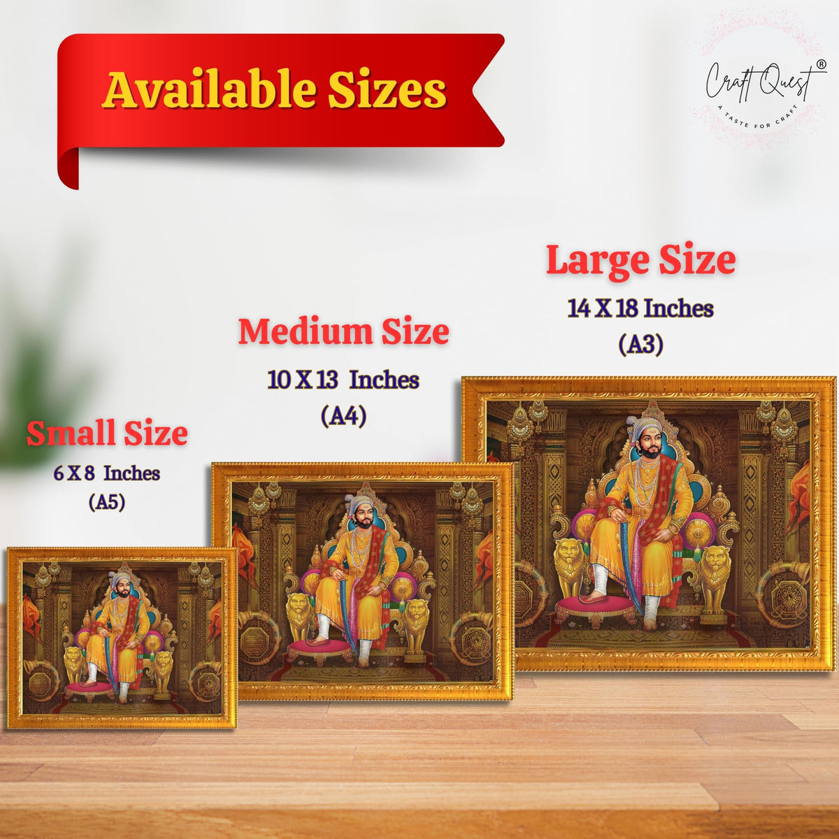 CRAFT QUEST Chhatrapati Shivaji Maharaj Wall Photo Frame | Lightweight | Home Decoration Item | Indian Historic Classic Painting Wall Art Best Gifting Option
