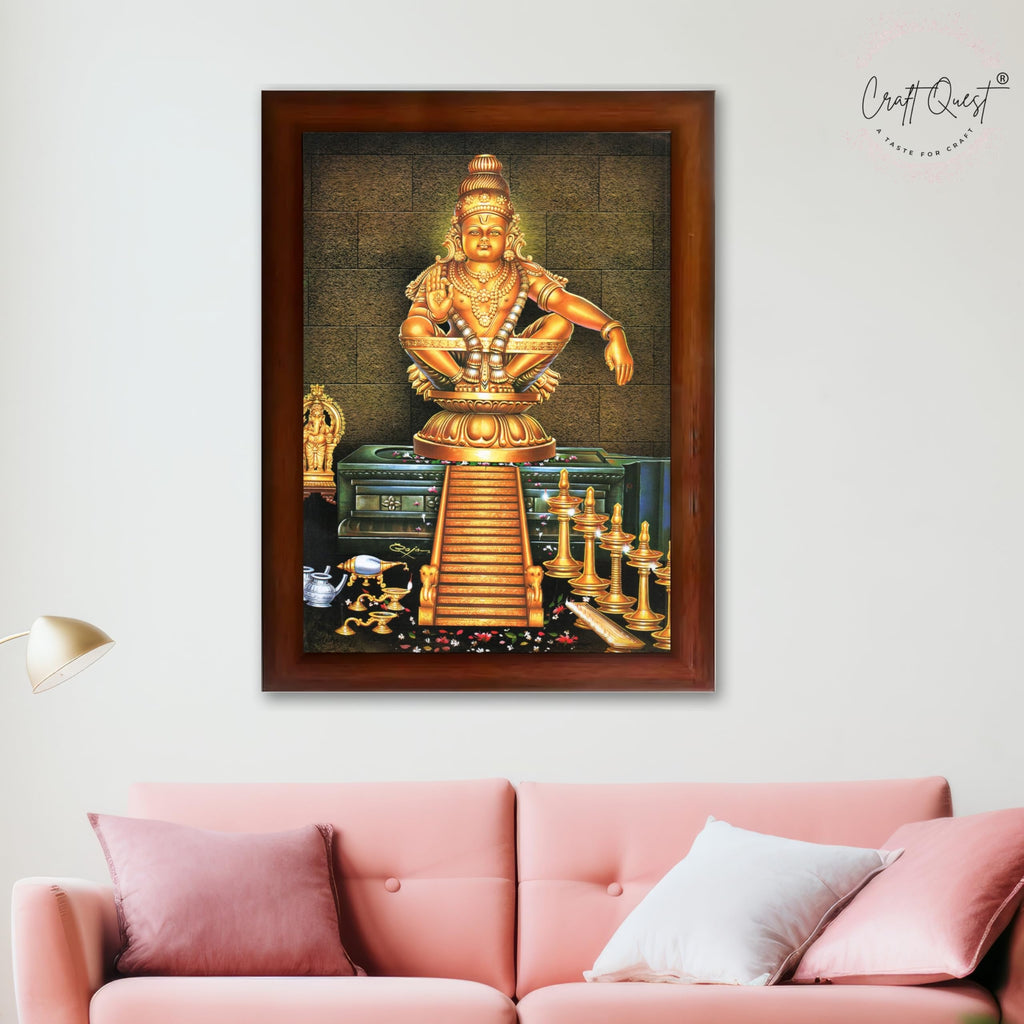CRAFT QUEST Lord Ayyappa Swamy Ayyappan Iyyappan Photo Frame For Wall Painting,Temple, Pooja, Home Décor Items