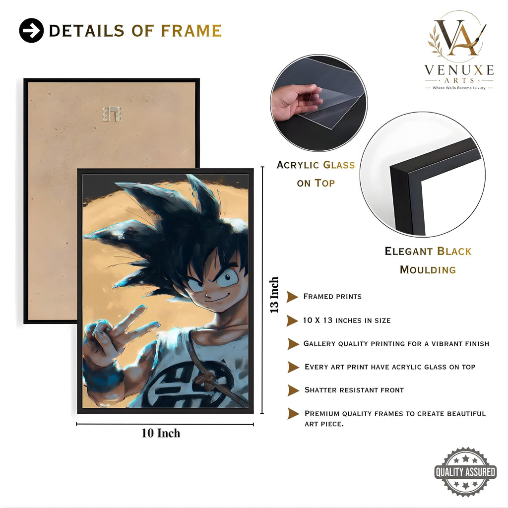 VENUXE ARTS Set Of 3 Anime Characters Wall Framed |Anime Characters Framed Poster for Living Room Bedroom Gaming Room Studio Wall Decor