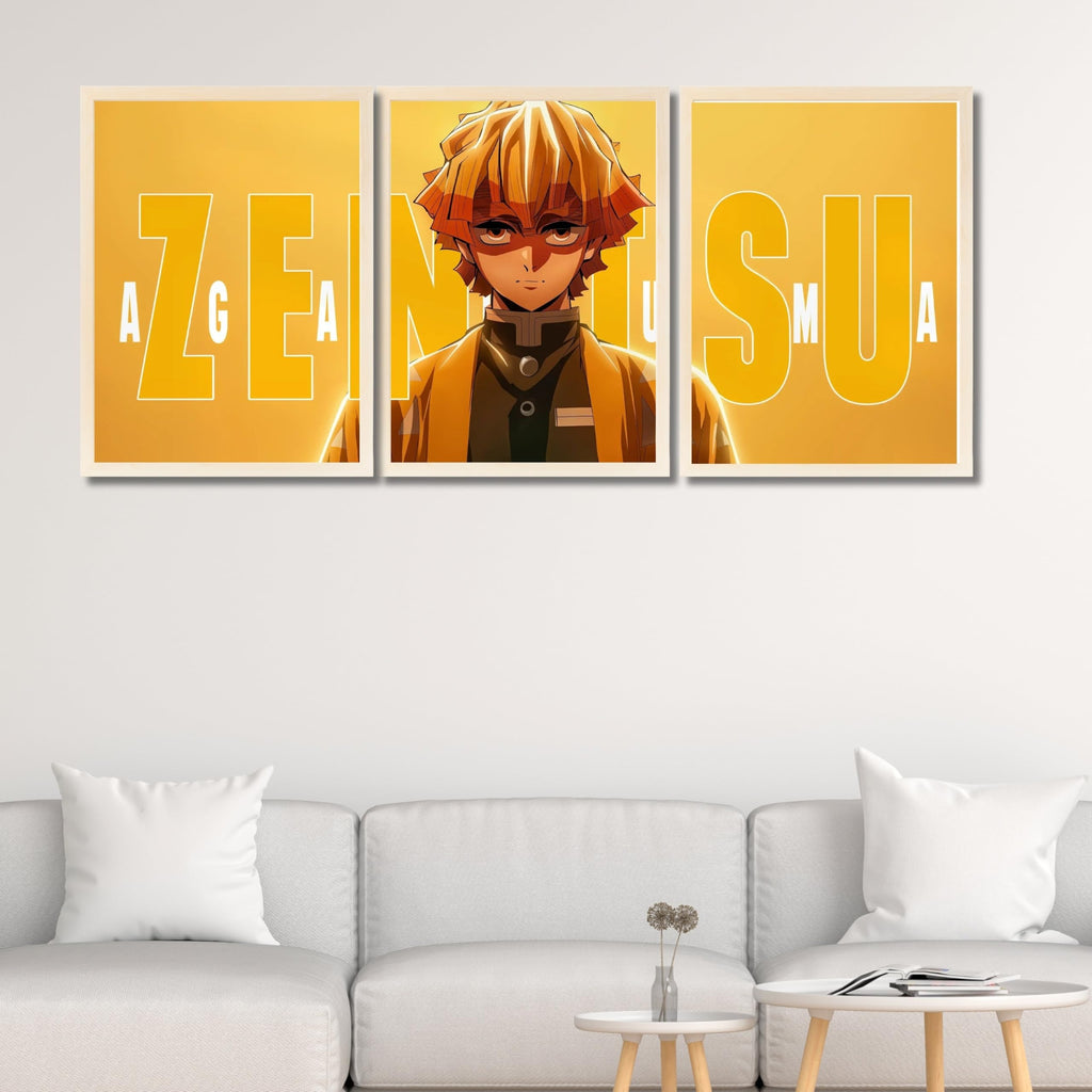 VENUXE ARTS Set Of 3 Anime Characters Wall Framed |Anime Characters Framed Poster for Living Room Bedroom Gaming Room Studio Wall Decor