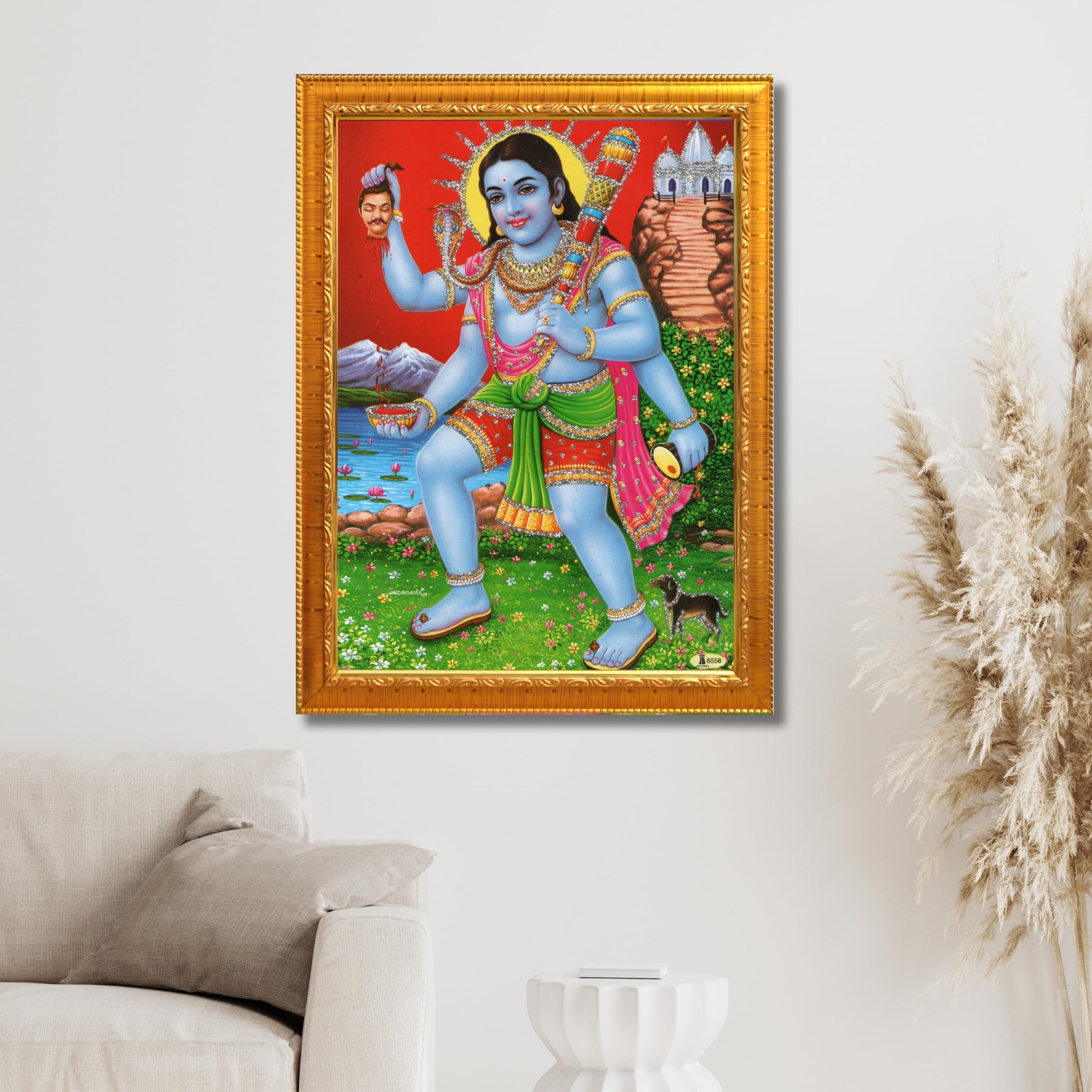 CRAFT QUEST Kaal Bhairav/Lord Bhairava/Bhairon Baba/Bhairavnath/Batuk Bhairav photo frame Religious Brown Photo Frame & Acrylic Sheet Glass