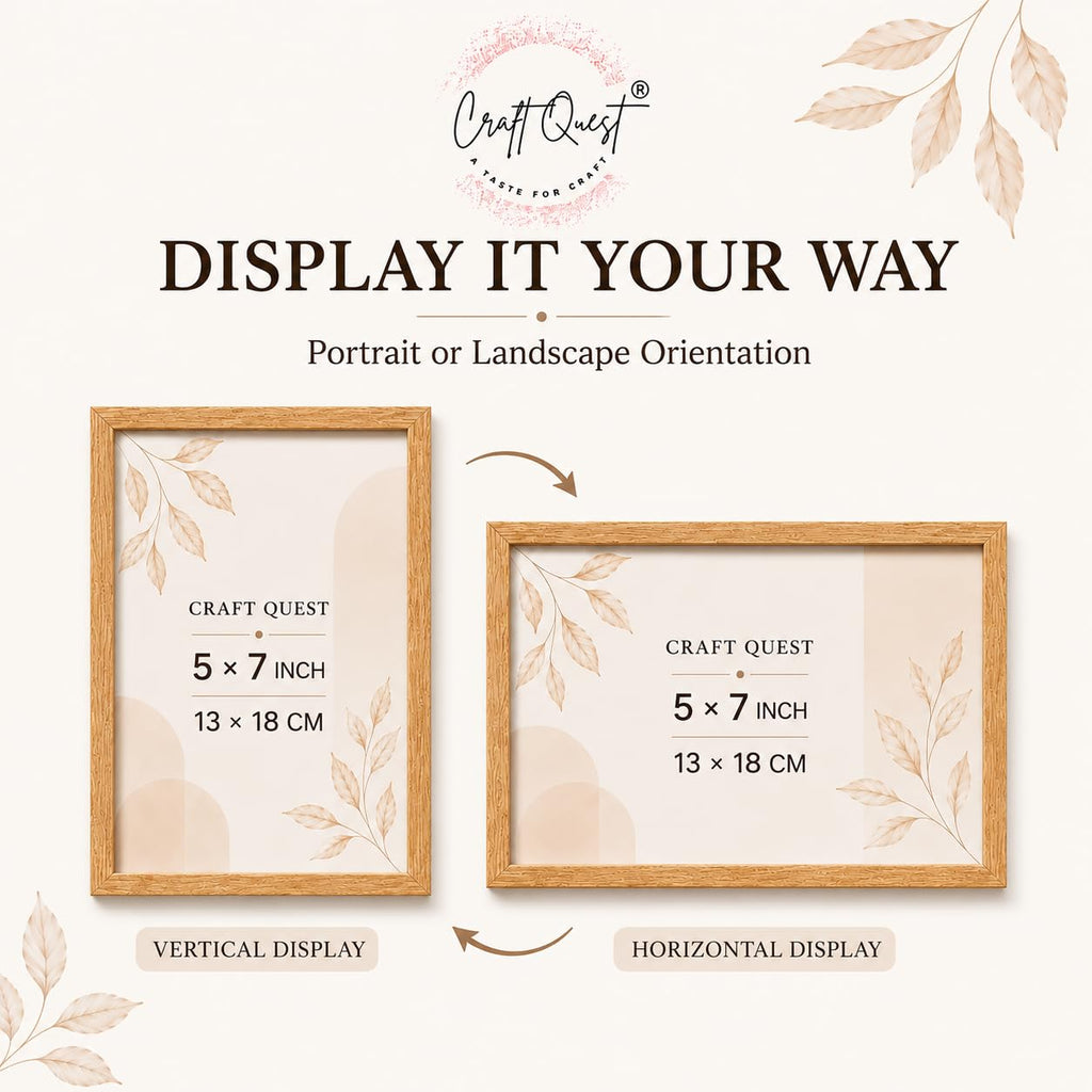 CRAFT QUEST 4X6 Inch Size synthetic Wall Mount Photo frames Single For Home Decoration, Living Room, Office Decoration (Natural, Set of 1)
