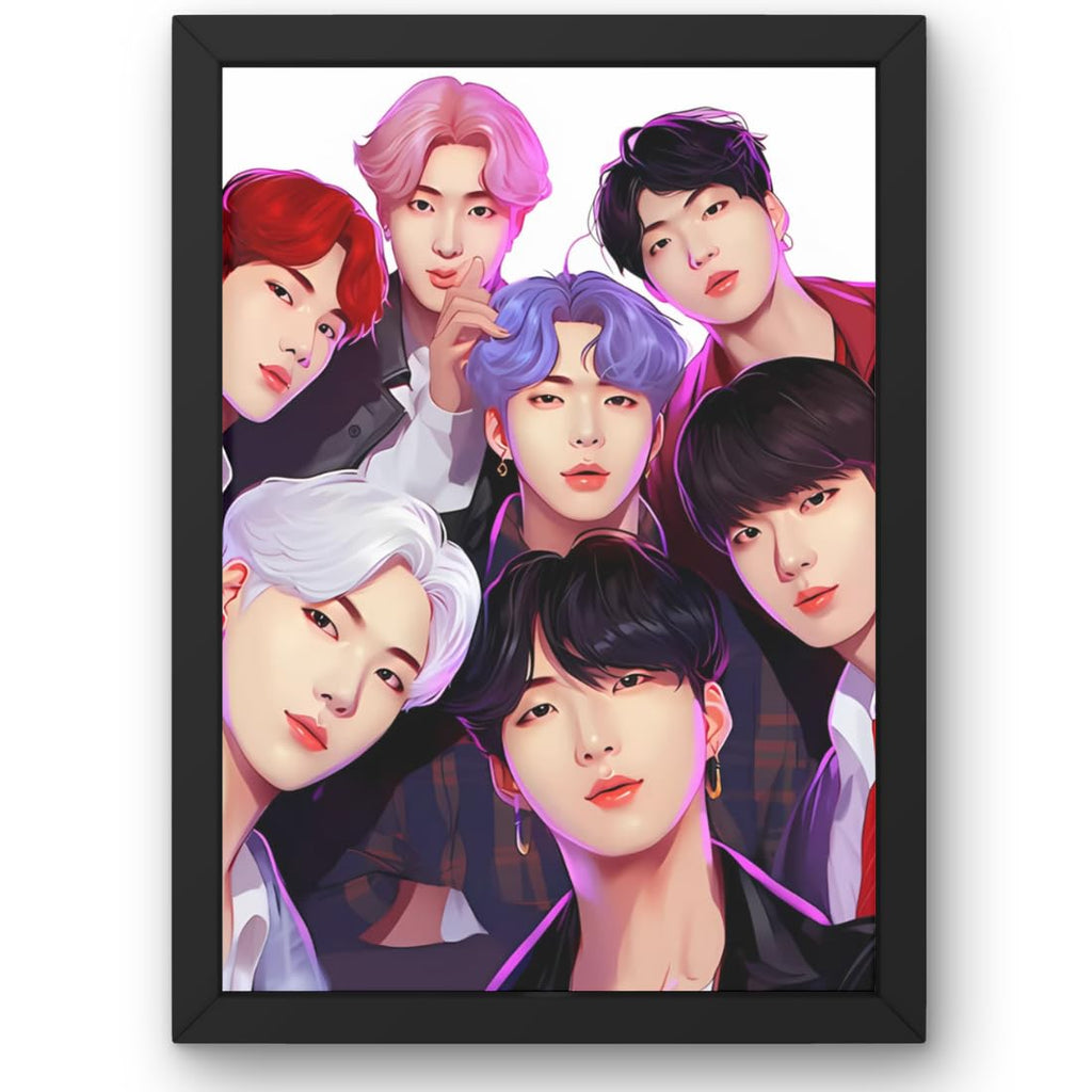 CRAFT QUEST Good Hope BTS Music Band Group Framed Poster multicolour Print 10 inch x 13 inch For Room Office Wall