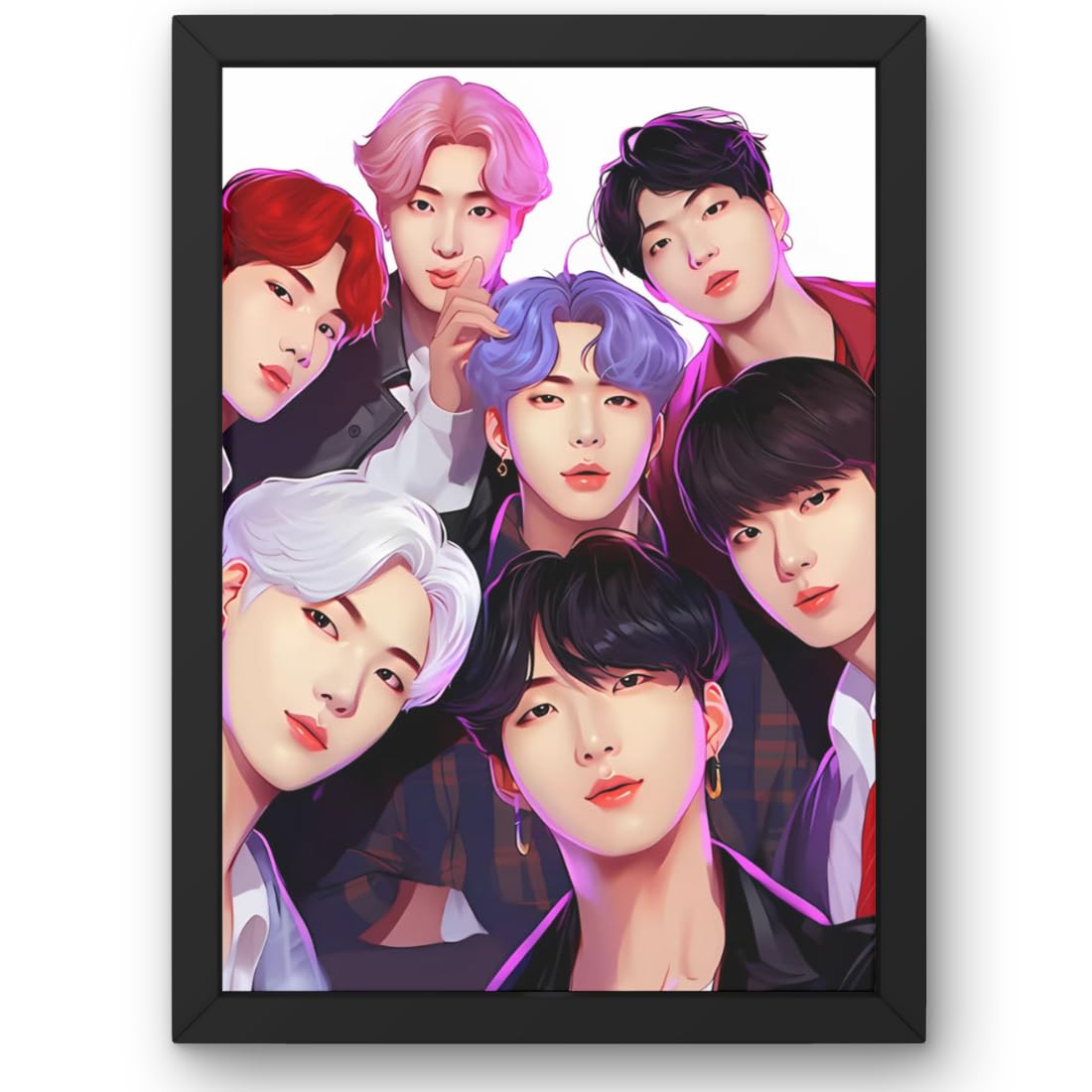 CRAFT QUEST Good Hope BTS Music Band Group Framed Poster multicolour Print 10 inch x 13 inch For Room Office Wall