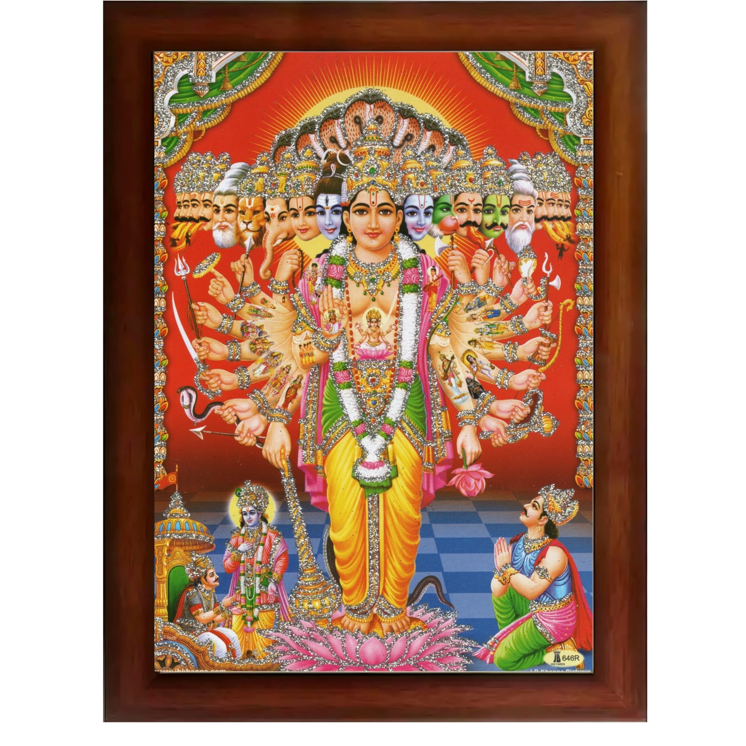 CRAFT QUEST Lord Vishnu Lakshmi Devi Laxmi Narayan Ji Wall Painting Framed Home and Pooja Room Décor