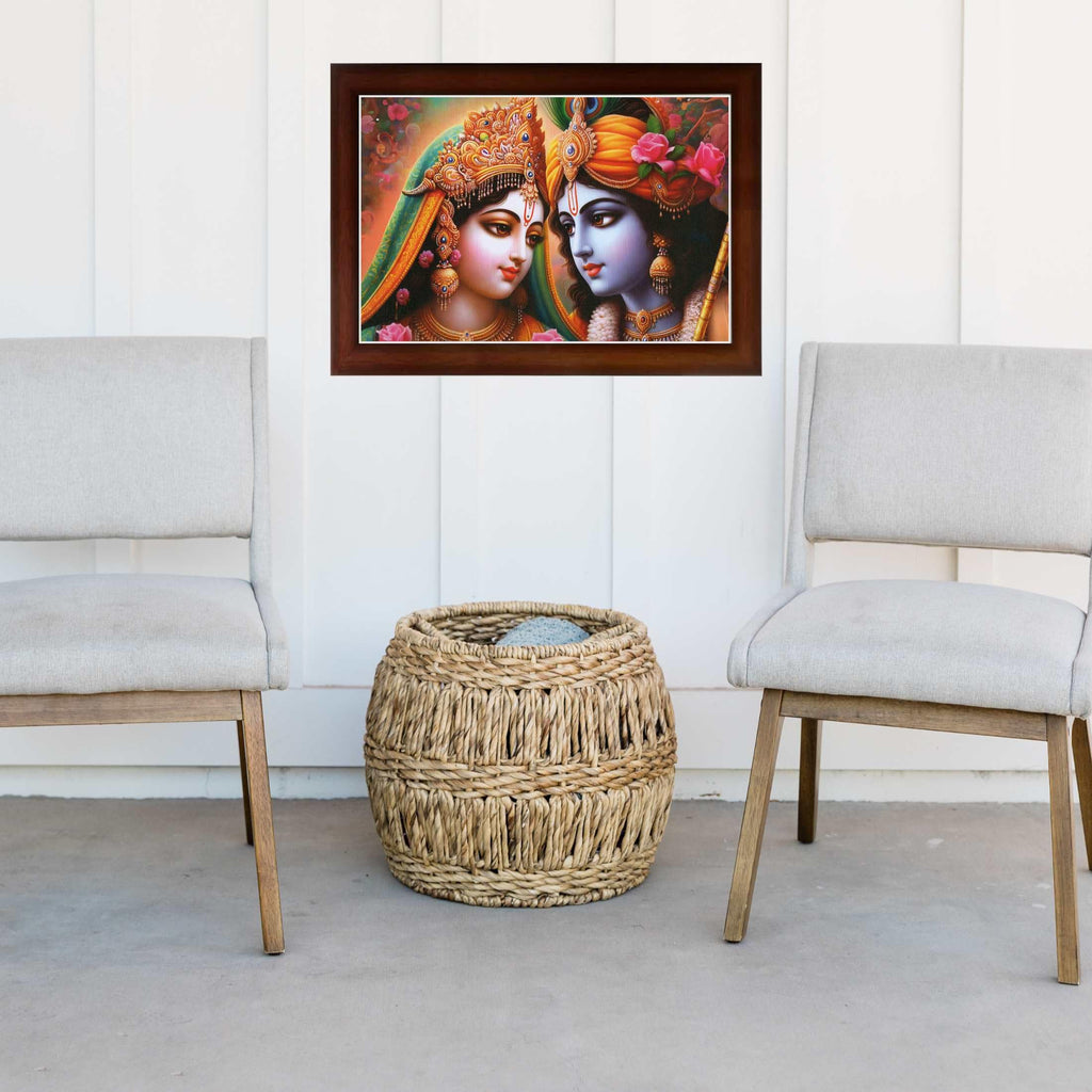 CRAFT QUEST Radha Krishna Art Photo Framed Painting for Home and Bedroom Wall Decoration of Size 14X10 Inches with Frame And Acrylic Glass RK210