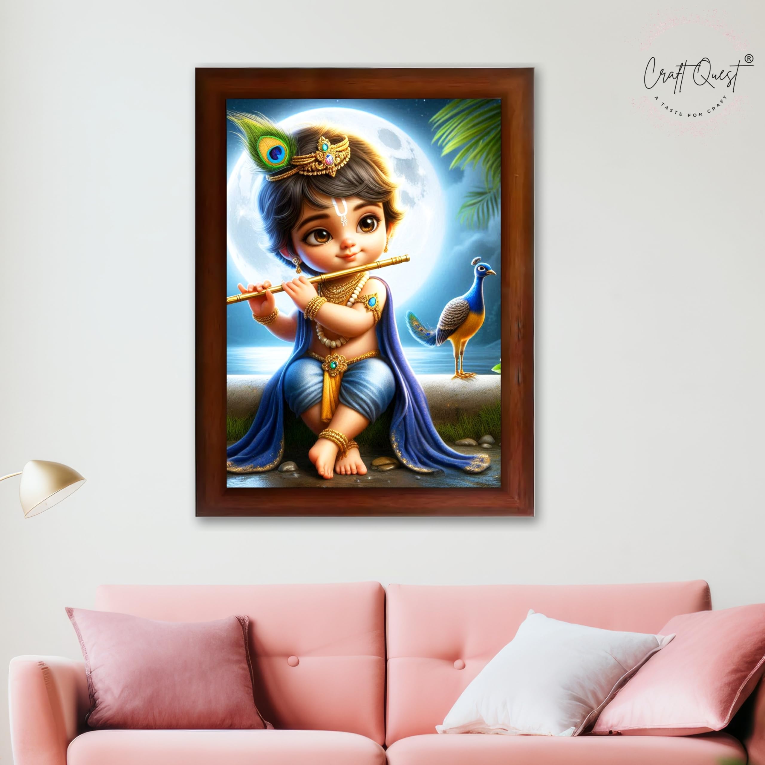 CRAFT QUEST Bal Gopal Painting | Mohan Murari Kanha Ji Poster | Walls Home Bedroom Living Room Decoration Gift.
