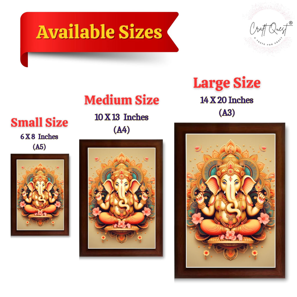 CRAFT QUEST Lord Ganesh ji Wall Hanging Frame for Living Room, Pooja Room Décor GA-216