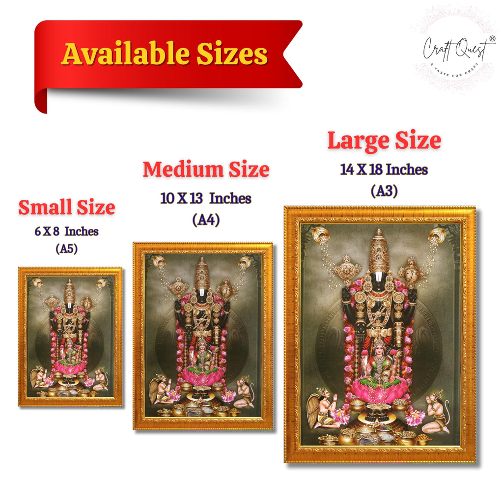 CRAFT QUEST Venkateshwara Tirupati Balaji Lakshmi venkateshwer Swamy Wall Photo Frame For Home, Temple, Pooja, Wall Décor Item