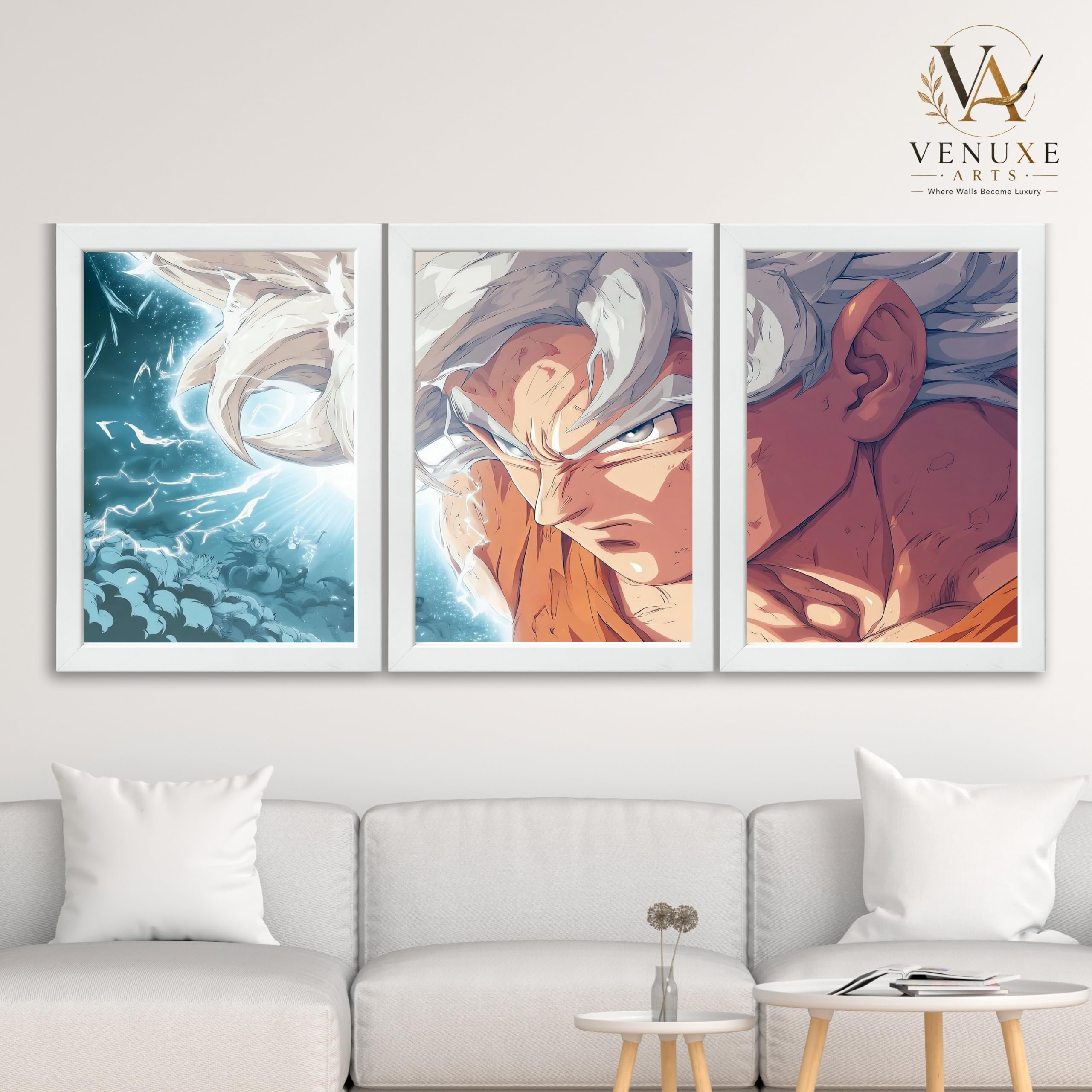 VENUXE ARTS Set Of 3 Anime Characters Wall Framed |Anime Characters Framed Poster for Living Room Bedroom Gaming Room Studio Wall Decor