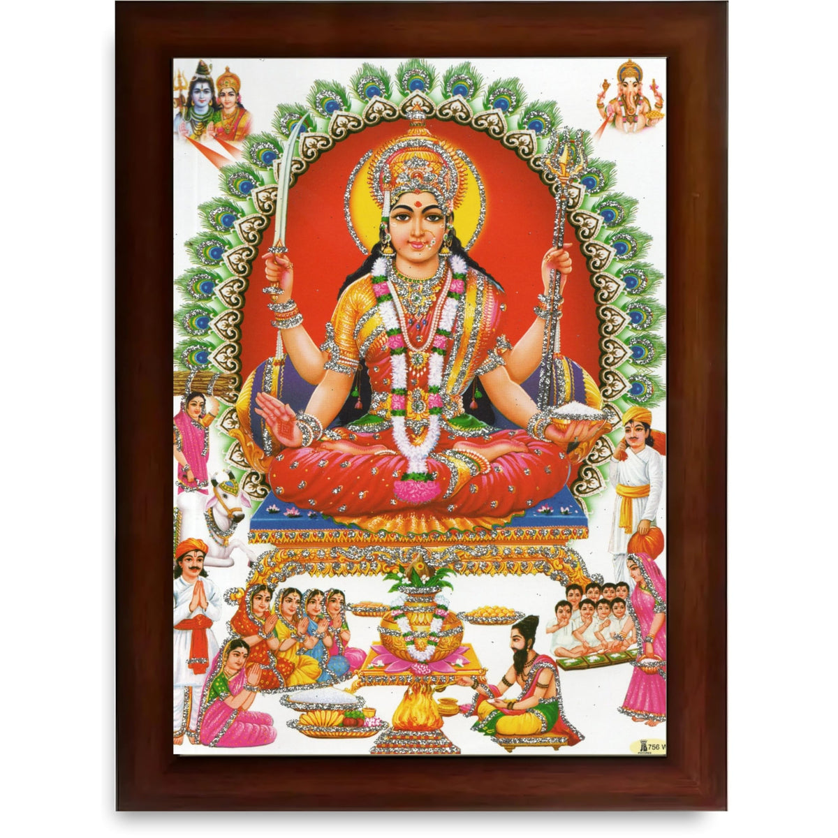 CRAFT QUEST Santoshi Mata Color Photo Frame for Home Temple and Devotional Decor