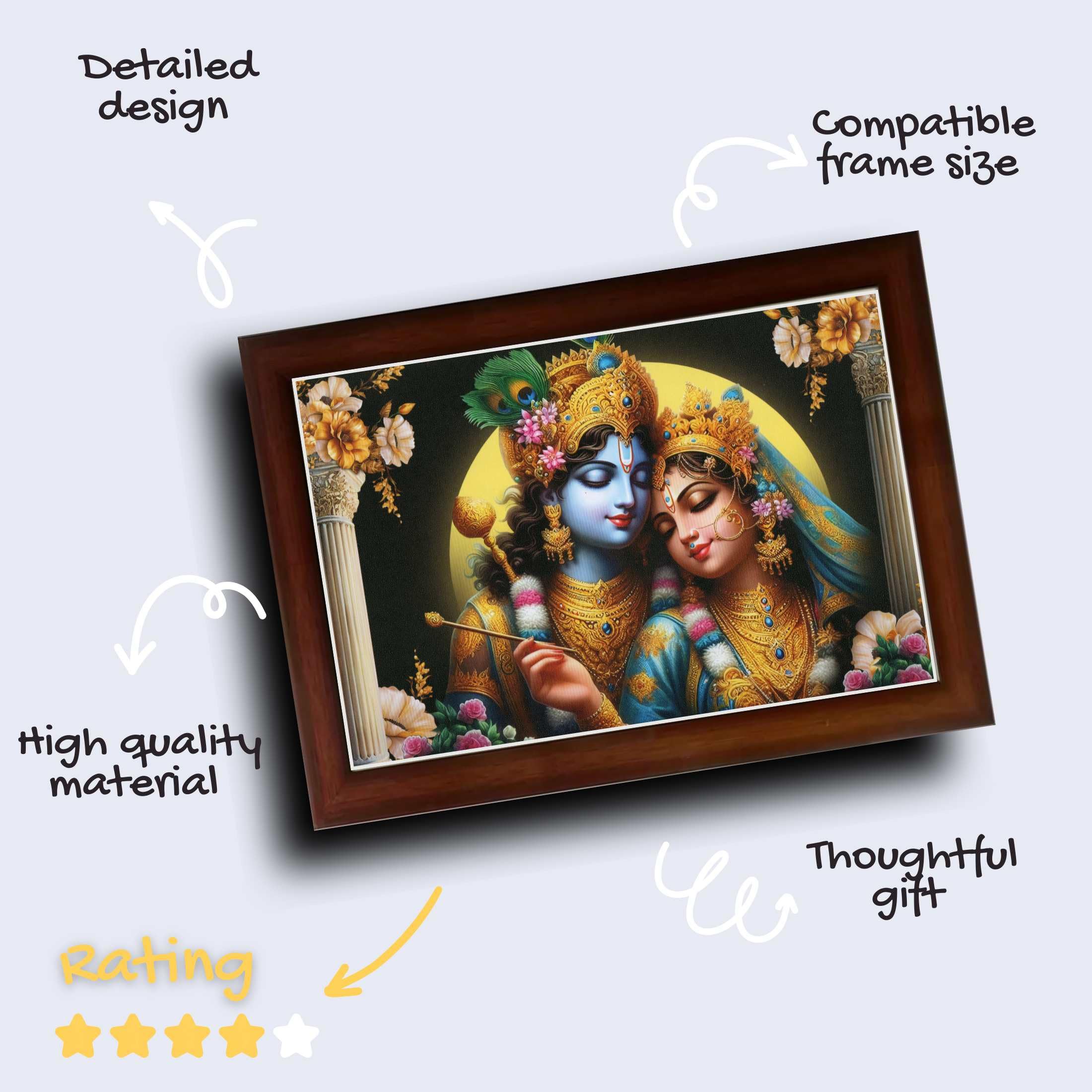CRAFT QUEST Radha Krishna Art Photo Framed Painting for Home and Bedroom Wall Decoration of Size 14X10 Inches with Frame And Acrylic Glass RK207