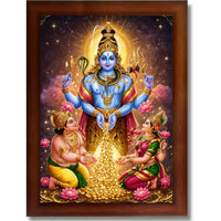 CRAFT QUEST Swarnakarshana Bhairava Swamy With Lakshmi Devi and Kuber Bhagwan Religious Wall Photo Frame |Dhan Bhairav Frame for Home, Office, Temple & Gifting