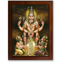 CRAFT QUEST Swarnakarshana Bhairava Swamy With Lakshmi Devi and Kuber Bhagwan Wall Photo Frame | South God Picture Frame for Home, Office, Temple & Gifting