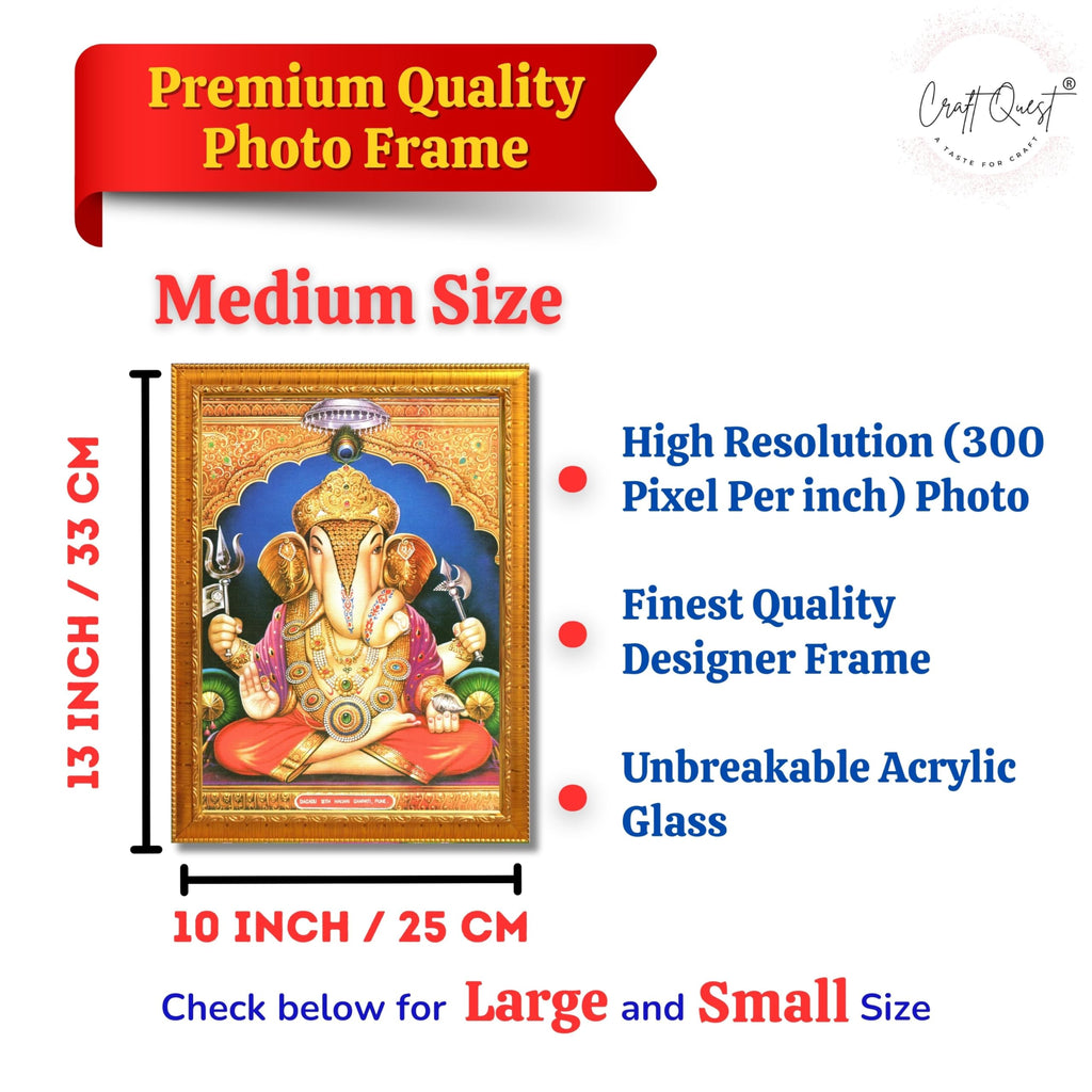 CRAFT QUEST Lord Ganesh ji Modern Wall Painting With Frame For Home pooja, and Office Decor,