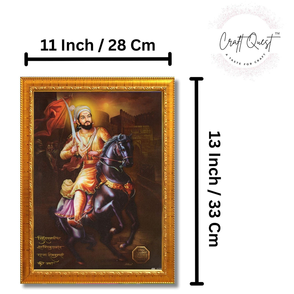 CRAFT QUEST Chhatrapati Shivaji Maharaj photo frame Home Decorative item with synthetic frame