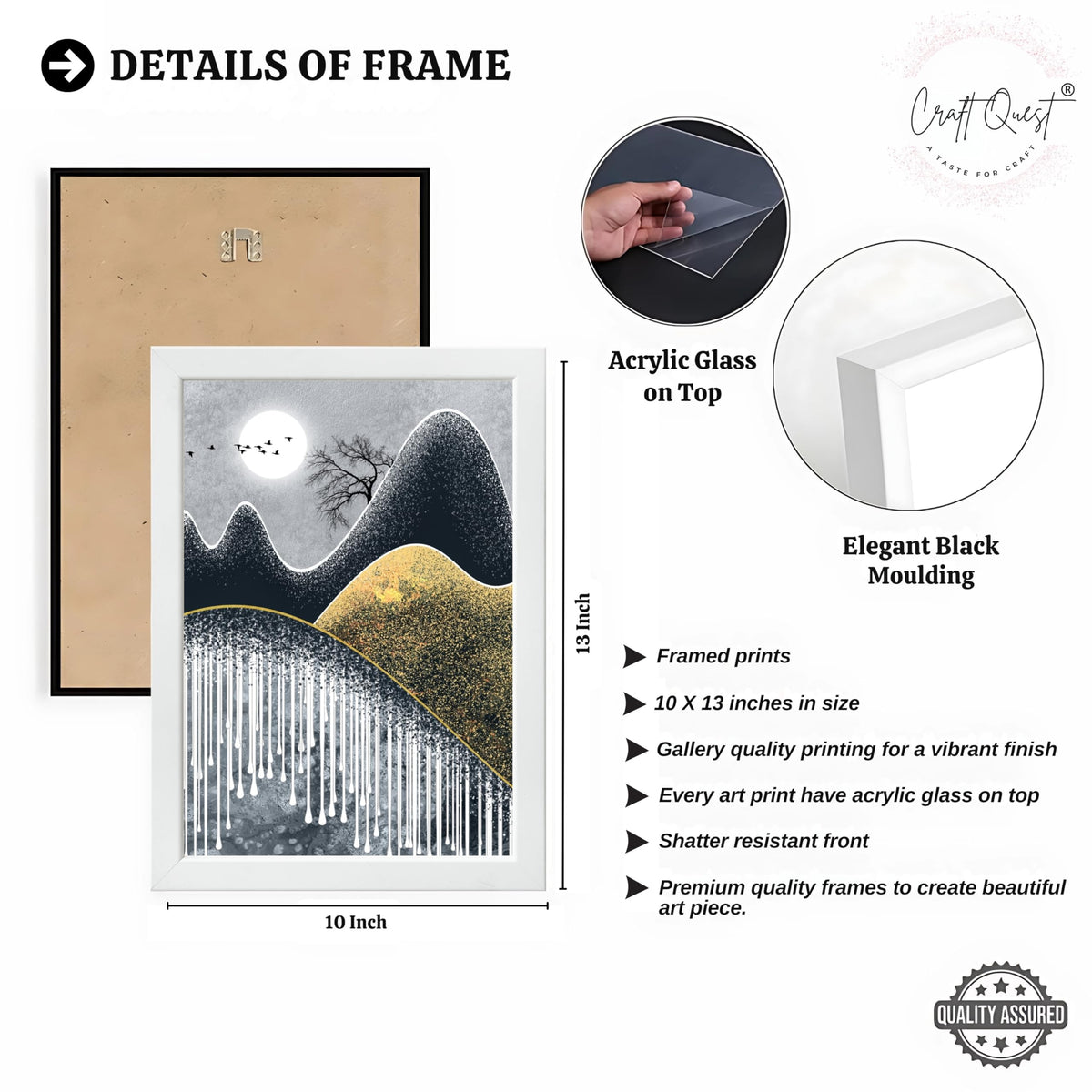 CRAFT QUEST Abstract Art Geometric Figures Decorative Murals | Set of 3 Frames for Home Decoration | Ideal for Living Room, Bedroom & Offices