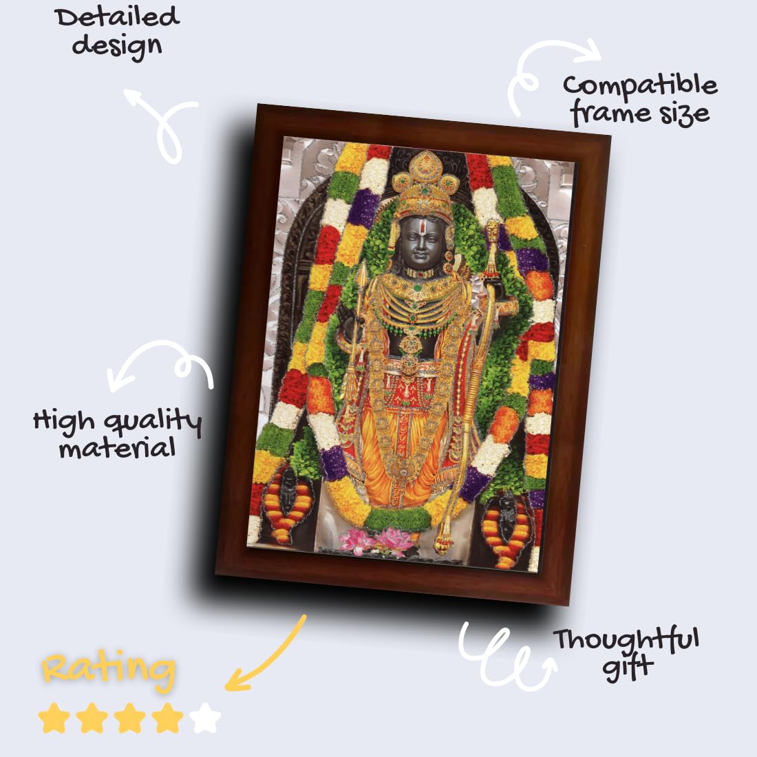 CRAFT QUEST Shree Ram lalla Ayodhya Sparkle Coated Framed, Home Decorative Gift Item Painting (14 X 10 Inches, Multicolour,Religious) RD1013-509