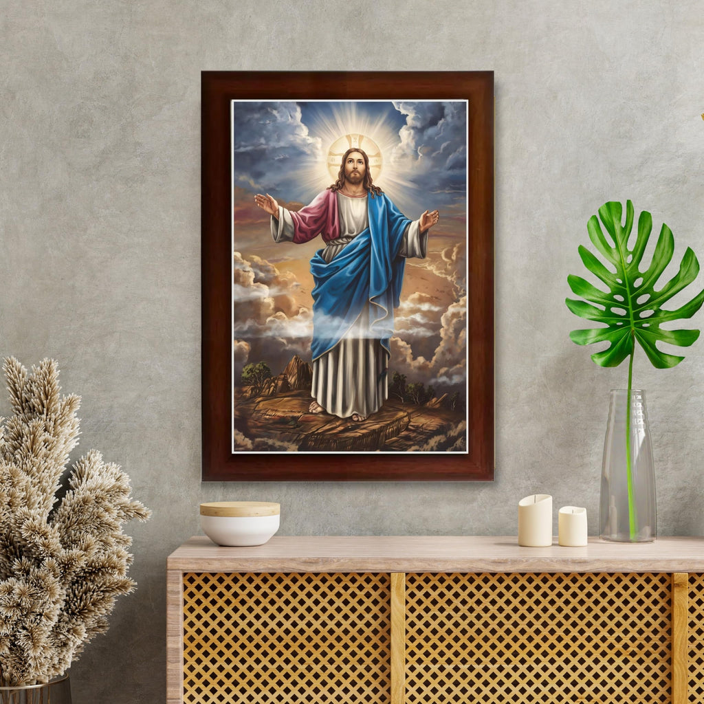 CRAFT QUEST Jesus Christ Photo with Frame, Jesus Painting, Christian Wall Frames Home and Décor