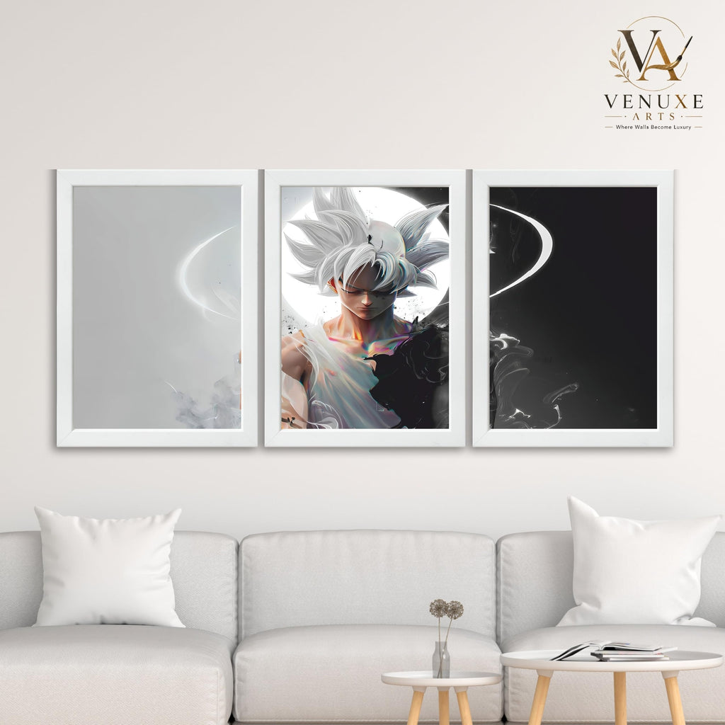 VENUXE ARTS Set Of 3 Anime Characters Wall Framed |Anime Characters Framed Poster for Living Room Bedroom Gaming Room Studio Wall Decor