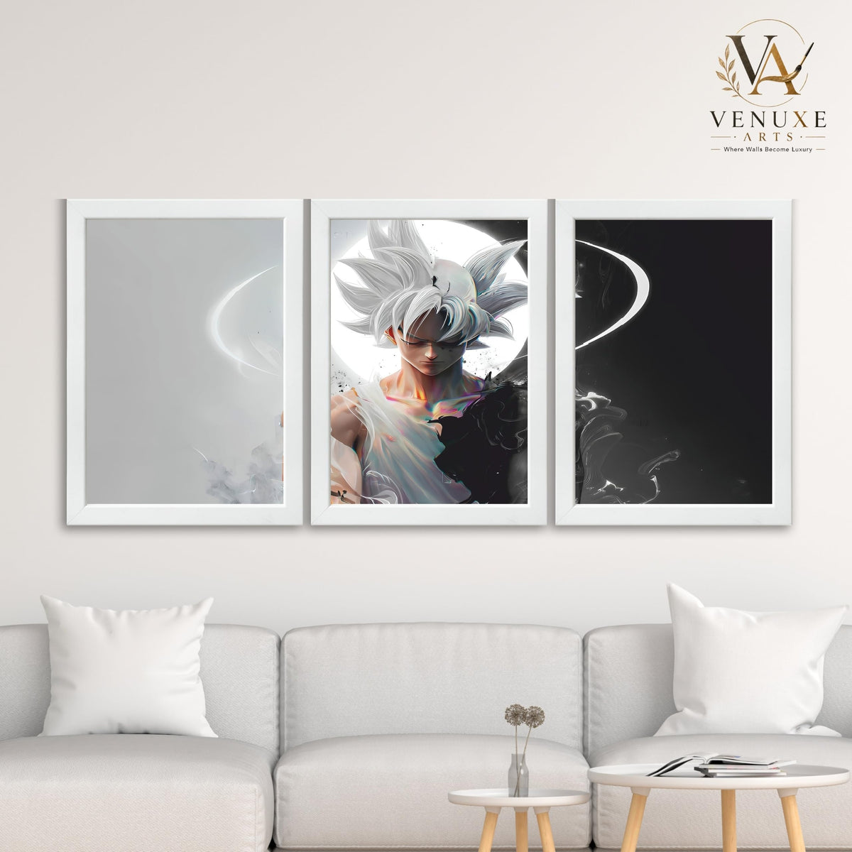 VENUXE ARTS Set Of 3 Anime Characters Wall Framed |Anime Characters Framed Poster for Living Room Bedroom Gaming Room Studio Wall Decor
