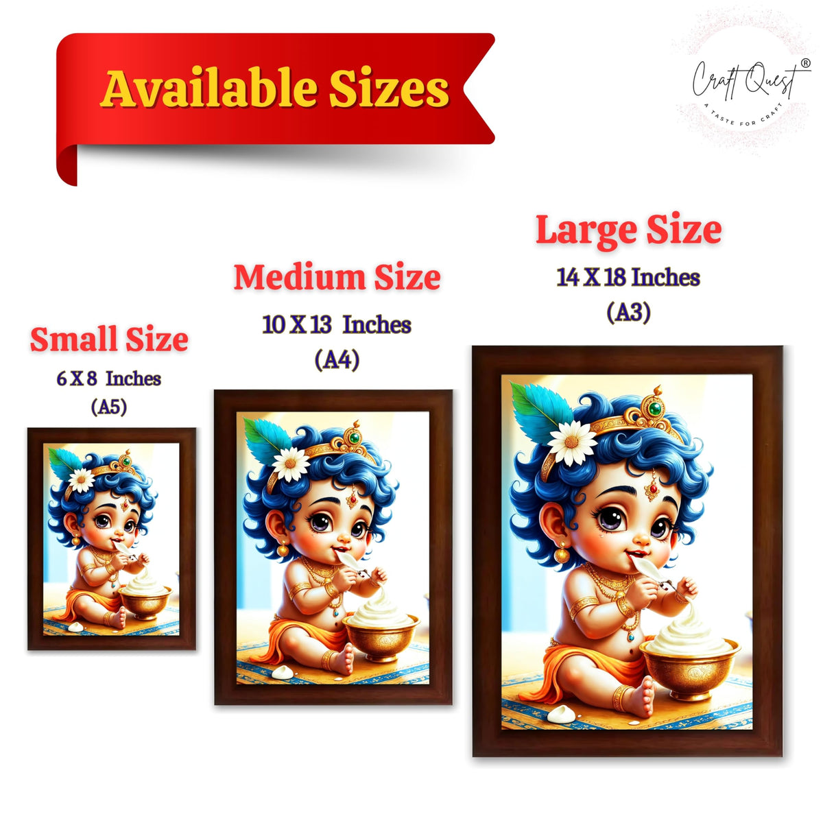CRAFT QUEST Bal Gopal Painting Kanha Ji Poster | Walls Home Bedroom Living Room Decoration Gift.
