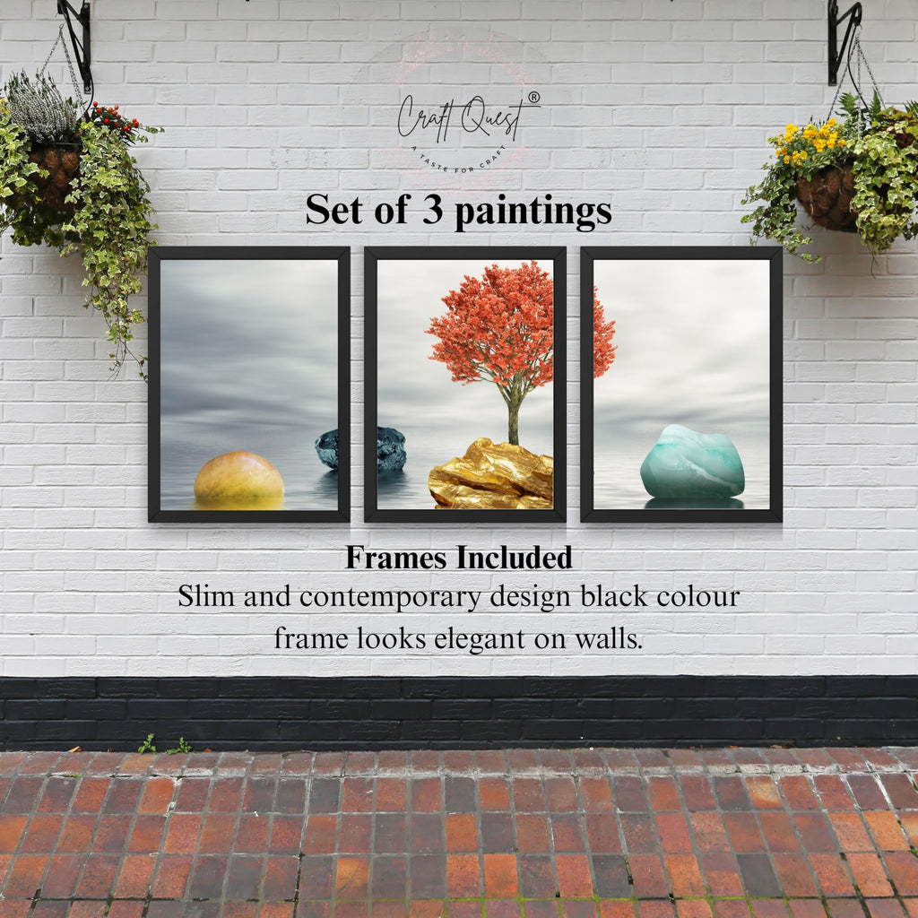 CRAFT QUEST Abstract Three Figure Modern Art | Set of 3 Frames for Home Decoration | Ideal for Living Room, Bedroom & Offices