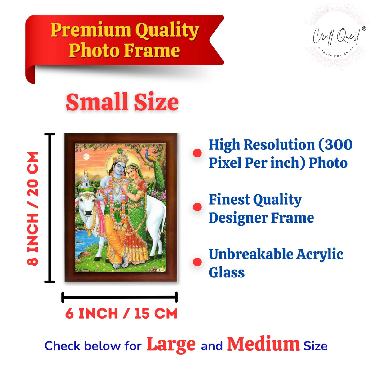 CRAFT QUEST Radha Krishna Photo Frame Radhe Radhakrishna Wall Painting Framed Home Décor
