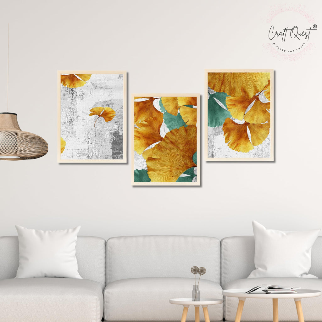 CRAFT QUEST Modern Art Rich Texture Abstract Wall Art | Set of 3 Frames for Home Decoration | Ideal for Living Room, Bedroom & Offices