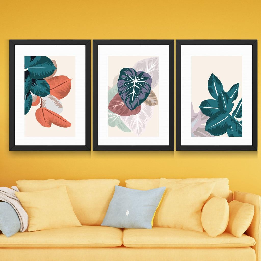 CRAFT QUEST Wall Art Decor Paintings | Set of 3 FLORAL Wall Art Frames for Home Decoration | Ideal for Living Room, Bedroom & Offices