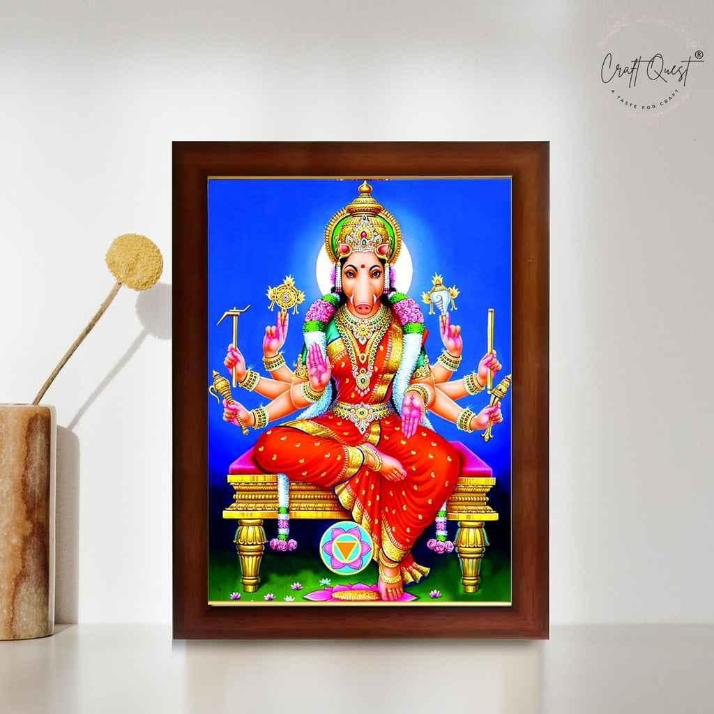 CRAFT QUEST Varahi Amman Devi Religious Photo Frame With Acrylic Glass, Religious Framed Painting