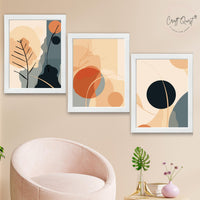 CRAFT QUEST Wall Art Decor Paintings | Set of 3 BOHO Wall Art Frames for Home Decoration | Ideal for Living Room, Officess & Bedrooms