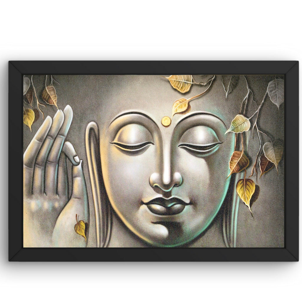 CRAFT QUEST Abstract Wall Art of Meditating Buddha Religious Painting With Frame for Home and Office Décor