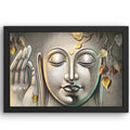 CRAFT QUEST Abstract Wall Art of Meditating Buddha Religious Painting With Frame for Home and Office Décor