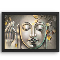 CRAFT QUEST Abstract Wall Art of Meditating Buddha Religious Painting With Frame for Home and Office Décor