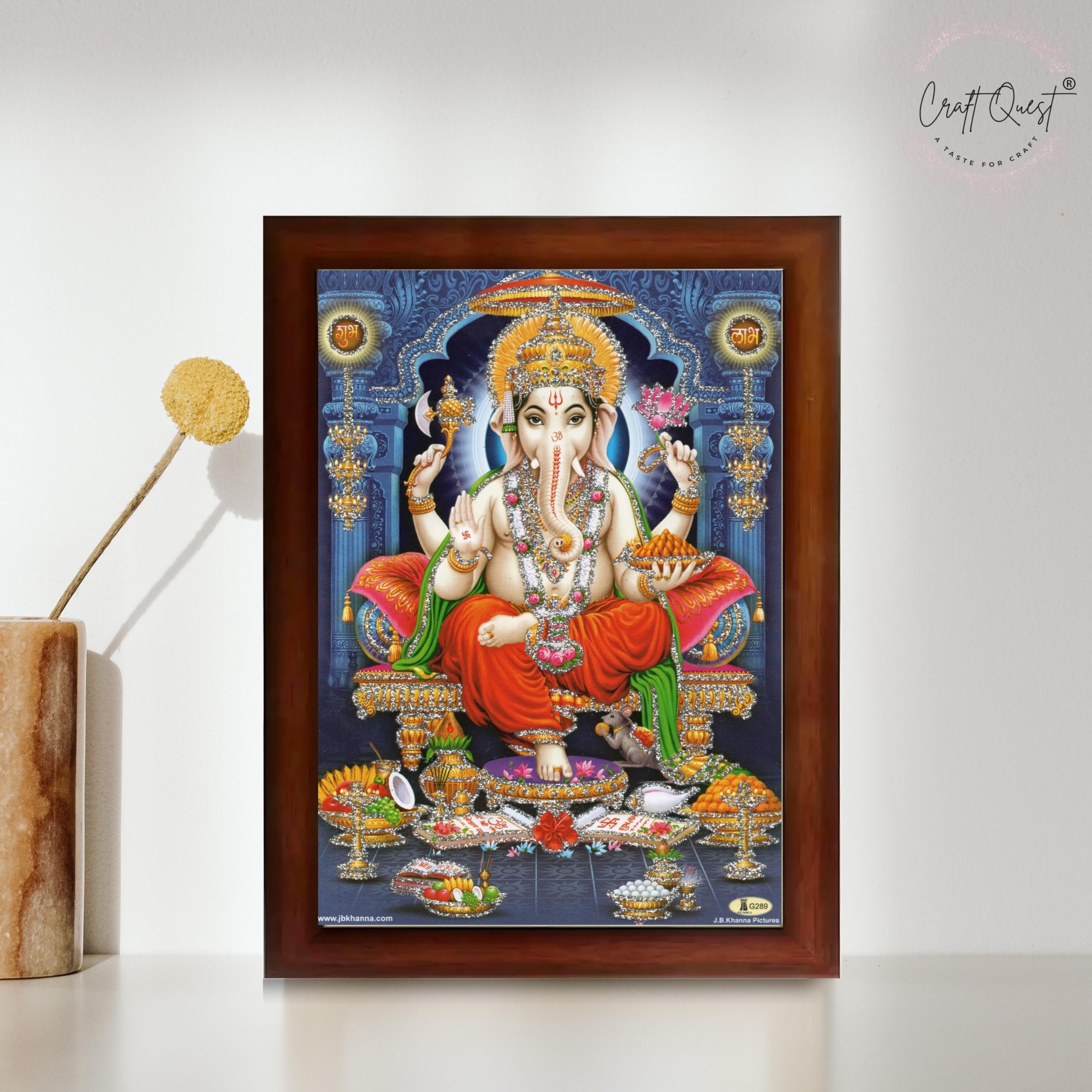 CRAFT QUEST God Ganpati Ganesha Modern Wall Art Painting With Frame For Pooja, Home and Office Decor Item