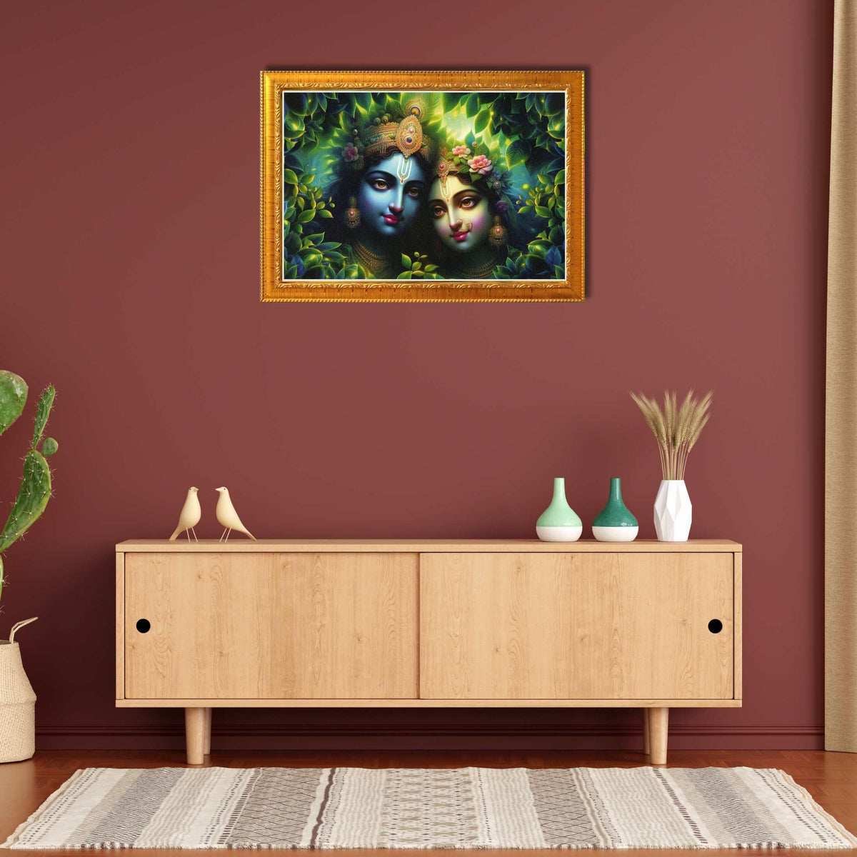 CRAFT QUEST Radha Krishna Art Photo Framed Painting for Home and Bedroom Wall Decoration of Size 14X10 Inches with Frame And Acrylic Glass RK213