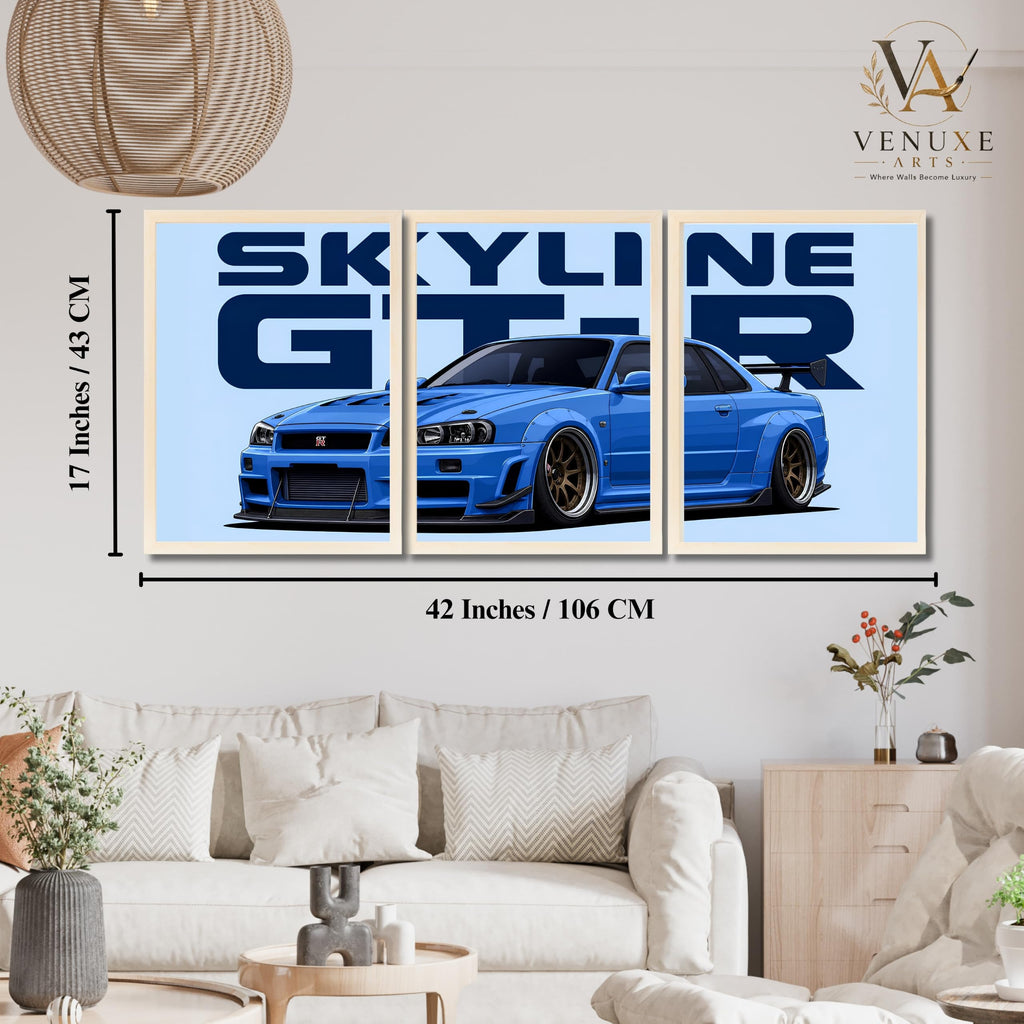 VENUXE ARTS Set Of 3 Big Sports Cars Framed Posters Gift Items for Boys Room Wall Decoration Bedroom Living Room Office Studio Décor | Car Poster Frame for Wall Décor