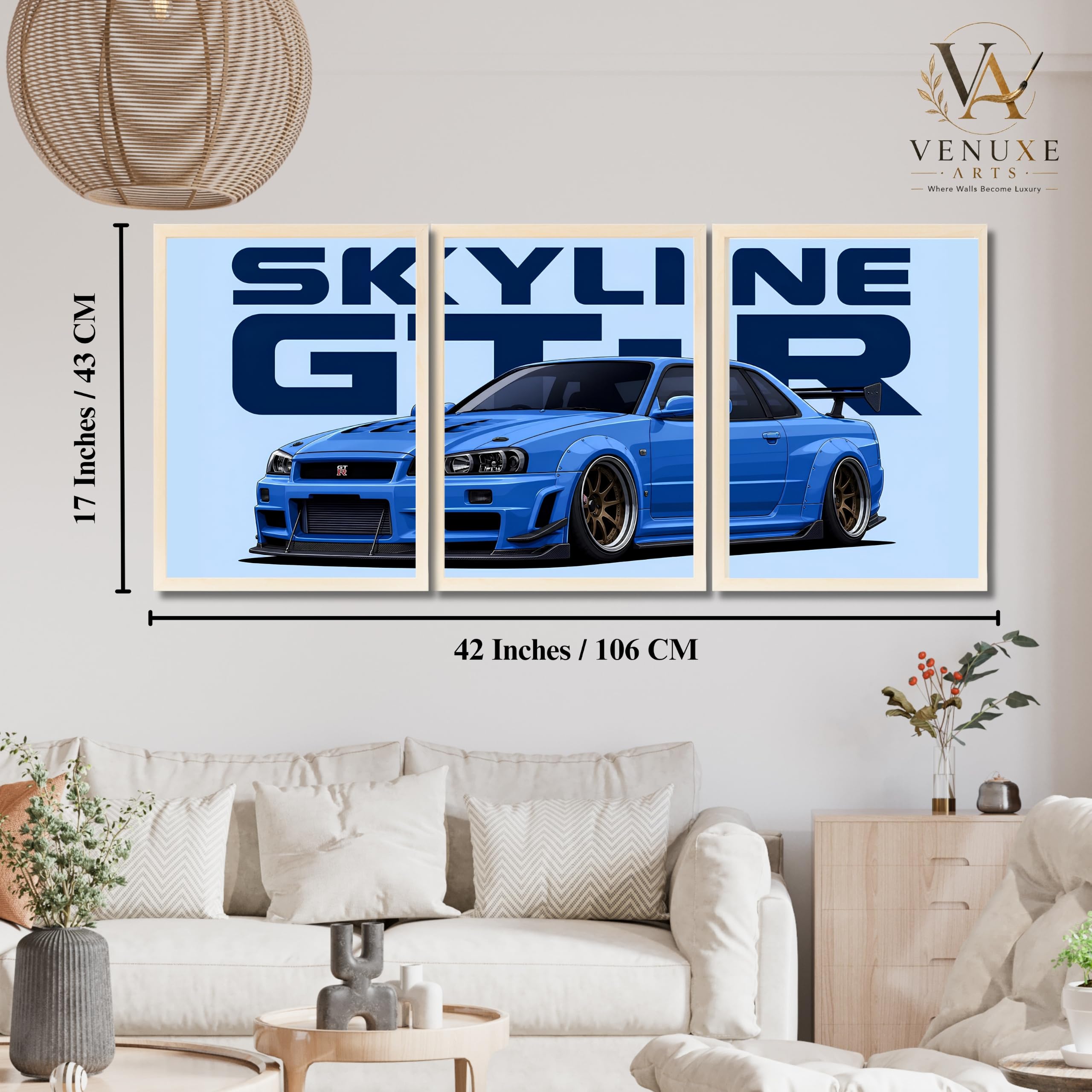 VENUXE ARTS Set Of 3 Big Sports Cars Framed Posters Gift Items for Boys Room Wall Decoration Bedroom Living Room Office Studio Décor | Car Poster Frame for Wall Décor