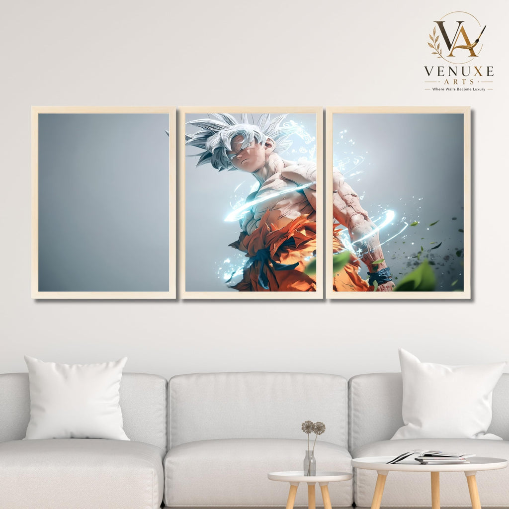 VENUXE ARTS Set Of 3 Anime Characters Wall Framed |Anime Characters Framed Poster for Living Room Bedroom Gaming Room Studio Wall Decor