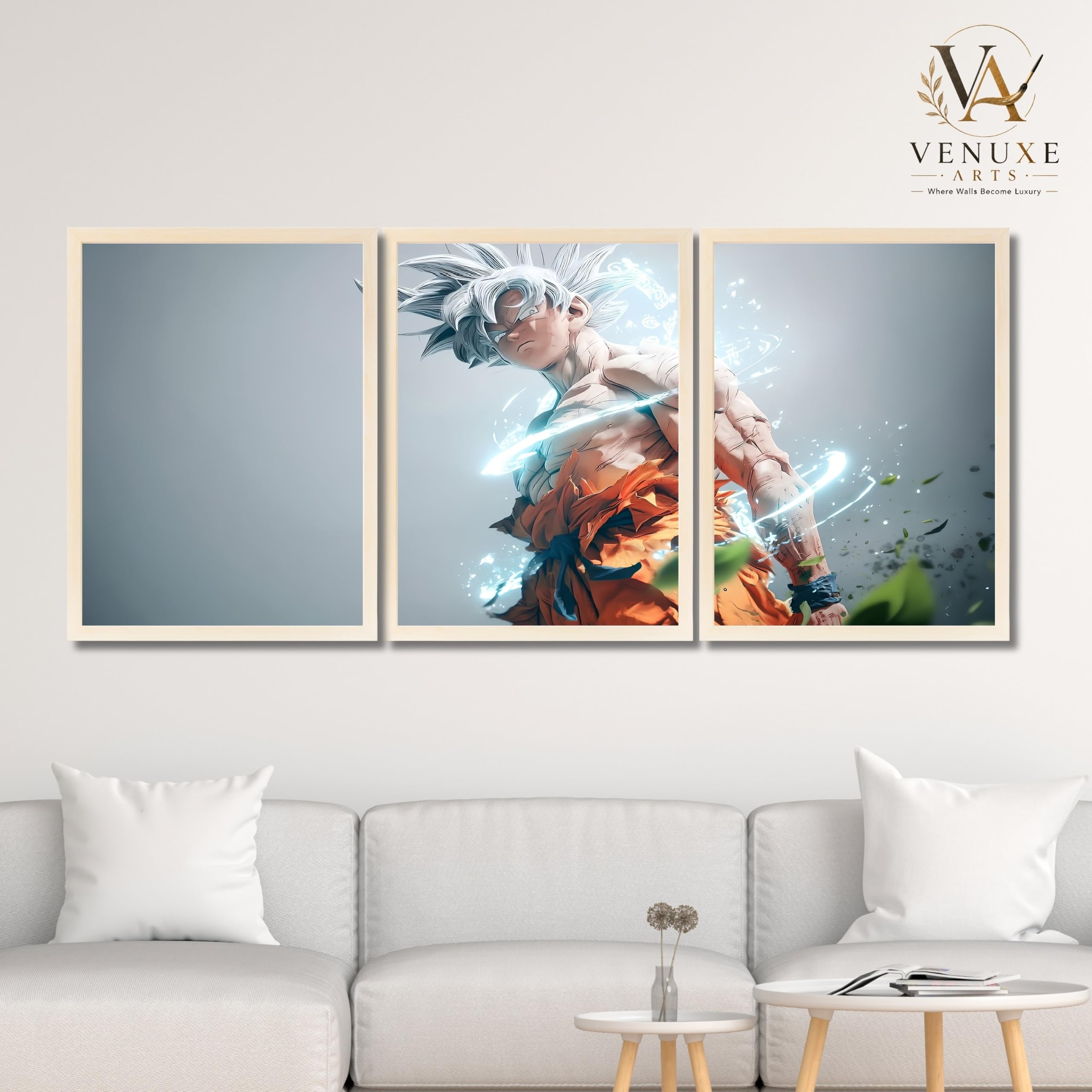 VENUXE ARTS Set Of 3 Anime Characters Wall Framed |Anime Characters Framed Poster for Living Room Bedroom Gaming Room Studio Wall Decor