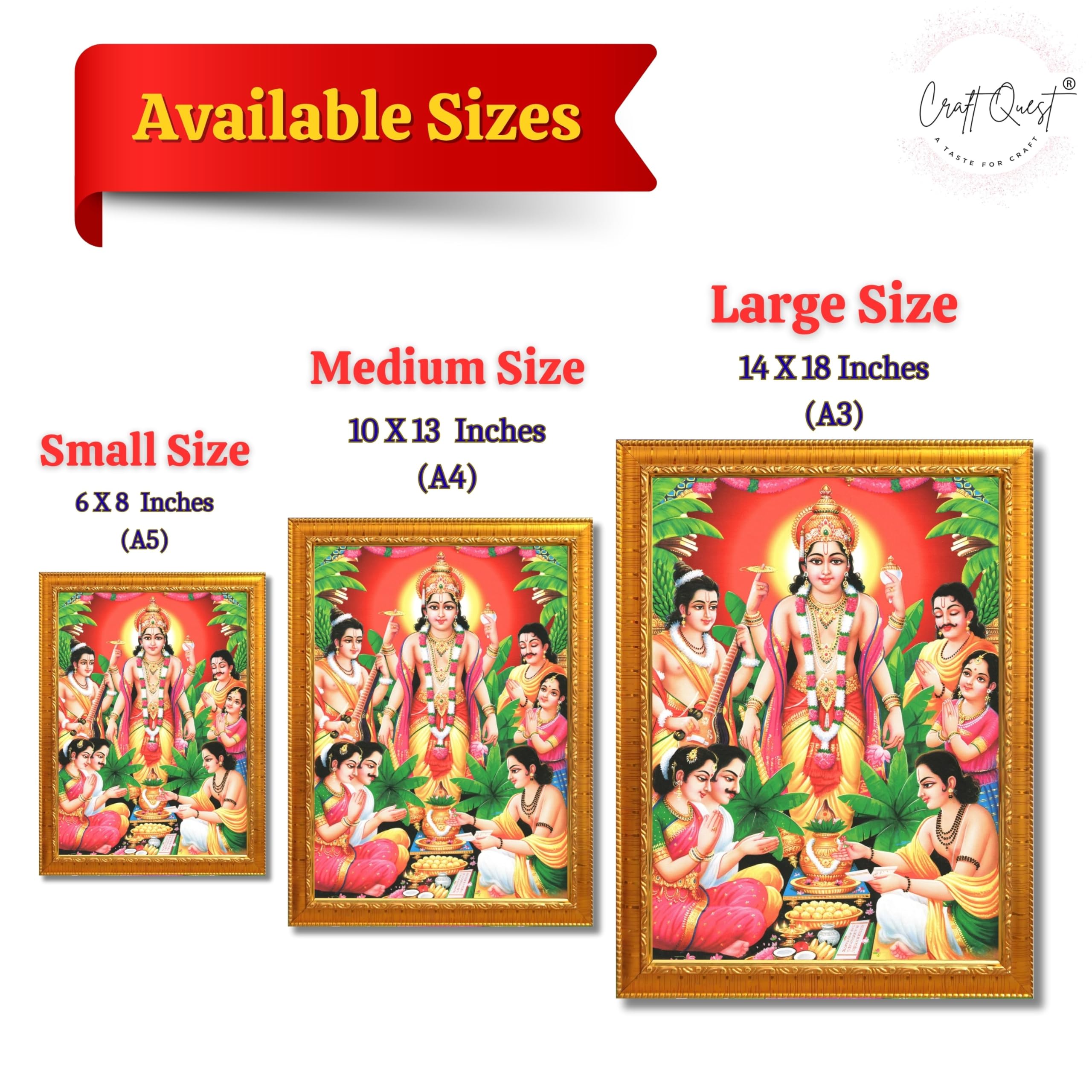 CRAFT QUEST Satyanarayana Swamy Hindu God Satyanarayan Photo Frame | Religious Photo Frame | Ideal for Home, Office, Temple & Puja Room, Wall Decor