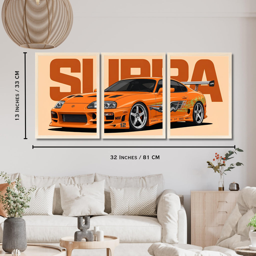VENUXE ARTS Set Of 3 Big Sports Cars Framed Posters Gift Items for Boys Room Wall Decoration Bedroom Living Room Office Studio Décor | Car Poster Frame for Wall Décor