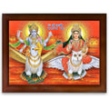CRAFT QUEST Lord Vishnu and Goddess Lakshmi Giving Blessing on Garud Jii, Glitter Work Painting wooden frame
