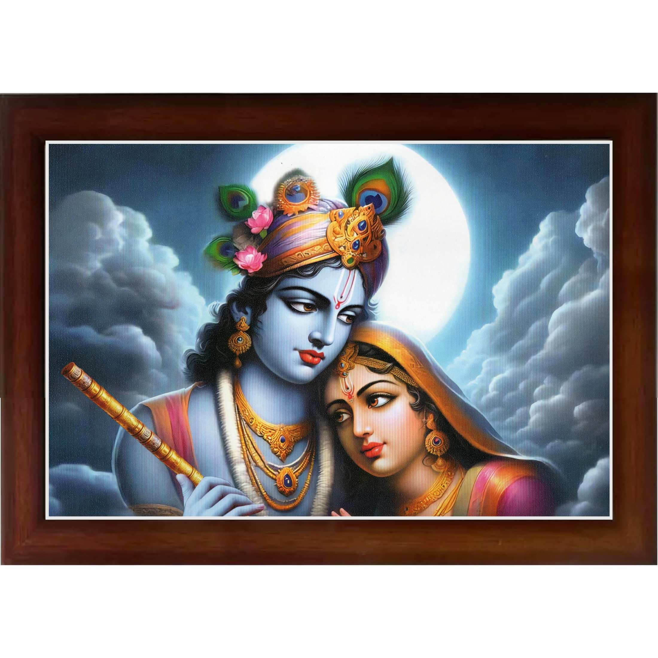 CRAFT QUEST Radha Krishna Art Photo Framed Painting for Home and Bedroom Wall Decoration of Size 14X10 Inches with Frame And Acrylic Glass RK211