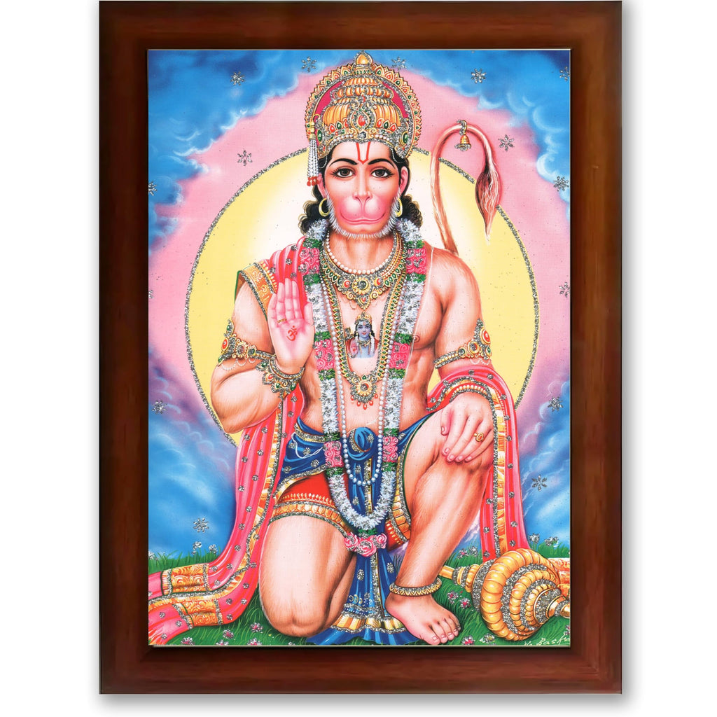 CRAFT QUEST Hanuman JI | Bajrangbali Religious Photo frame Decorative Item Synthetic frame