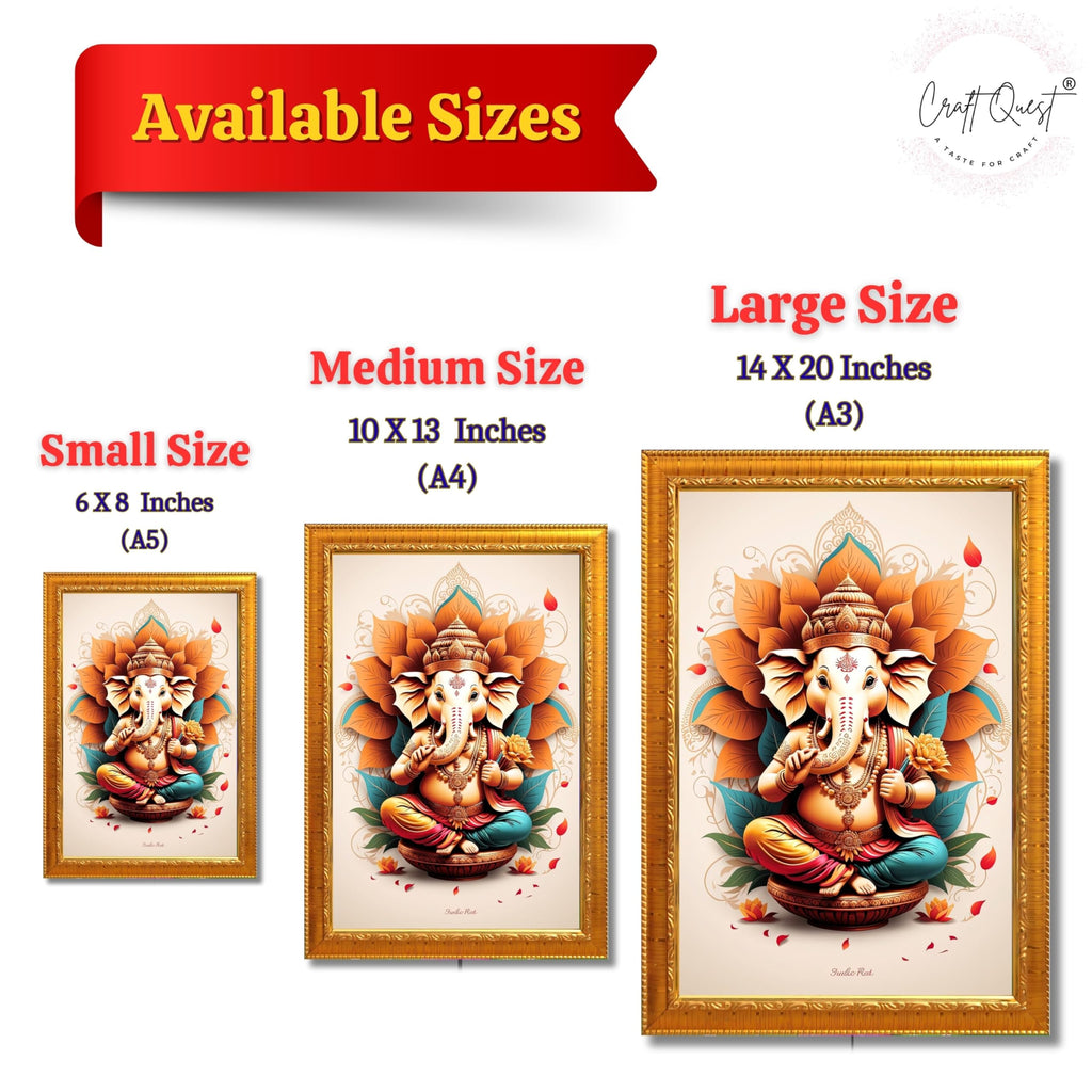 CRAFT QUEST Lord Ganpati Ganesha ji Wall Hanging Frame for Living Room, Bedroom, Office & Pooja Room Décor GA-213