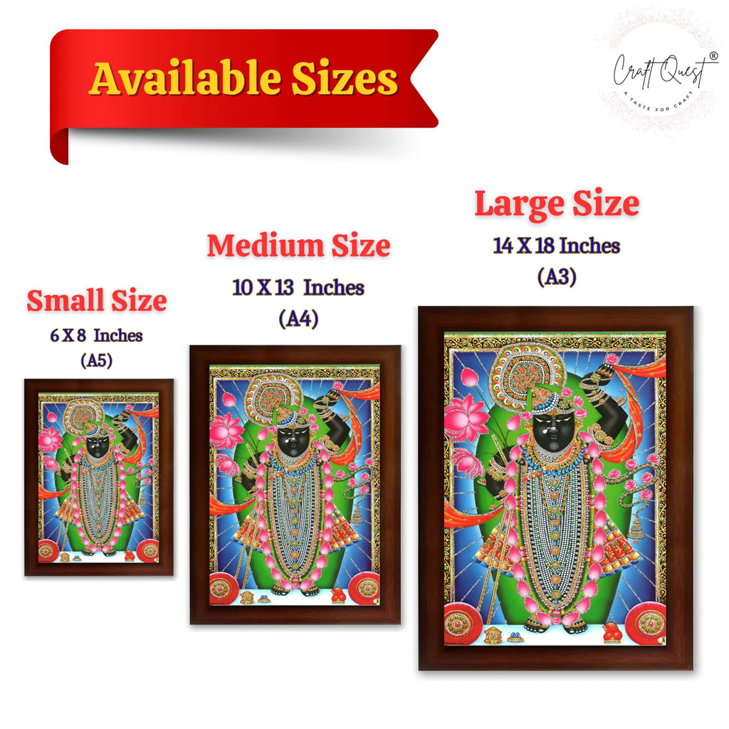 CRAFT QUEST Shrinathji Photo with Frame | Shreenathji Photo with Frame Religious Framed Painting