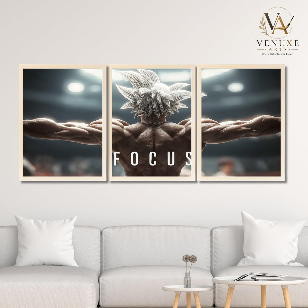 VENUXE ARTS Set Of 3 Anime Characters Wall Framed |Anime Characters Framed Poster for Living Room Bedroom Gaming Room Studio Wall Decor