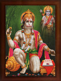 Craft Quest Hanuman Jii Religious Wood Photo Frames for Worship/Pooja(Photoframe,Multicolour, 14 X 10 Inch)-Wall Mount, Rectangular